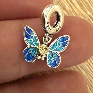 Blue and Silver Butterfly Charm
